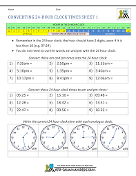 24 Hour Clock Conversion Worksheets