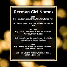 Most Famous German Girl Names For Each 20s From 1900 German Names Girl Names German Girls