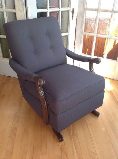 Updating a 1940s Kroehler Rocker - Artisan Upholstery Studio | Gray fabric armchair, How to style a