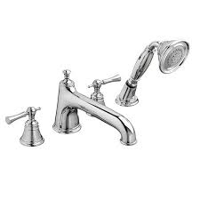 Replacing the faucet cartridge on your delta faucet requires removing the bathtub faucet handle. Tub Faucet Randall Deck Mount Tub Filler With Hand Shower And Lever Handles From Dxv