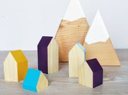 happy little neighborhood wood block houses plum mustard etsy bloc de bois table de train creatif