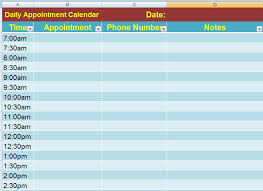 daily appointment calendar template