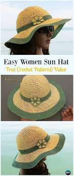 Crochet Women Sun Hat Free Patterns Crochet Summer Hats Crochet Hats Crochet Gloves