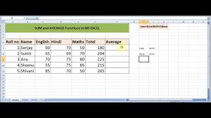 How To Use Sum And Average Formula In Excel Excel Math Youtube