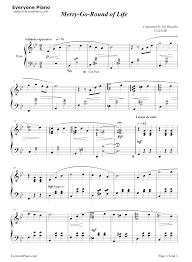 Merry Go Round Of Life Howl S Moving Castle Theme Stave Preview 1 Howls Moving Castle Piano Sheet Music Piano Sheet