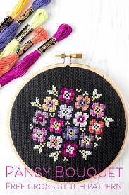These patterns are all free to use, just click the image and you'll be redirected to where the pattern is. Free Cross Stitch Pattern Pansy Bouquet On Black Cross Stitch Patterns Free Cross Stitch Patterns Flowers Cross Stitch Patterns
