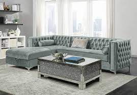 Rated 4.5 out of 5 stars. Modern Sectional Living Room Furniture Button Tufted Silver Gray Velvet Sofa Couch Storage Chaise Set Ifd Furnishings
