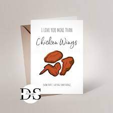 I Love You More Than Chicken Wings, Cheesy Birthday Card, Cute Anniversary  Card for Him, Birthday Card for Girlfriend, Food Pun Card - Etsy