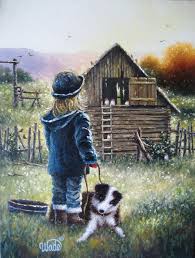 Farm Girl Art Print Country Girl Paintings Childrens Wall Art Chicken Coop Border Collie Dog Vickie Wade Art Farm Art Art Painting Of Girl