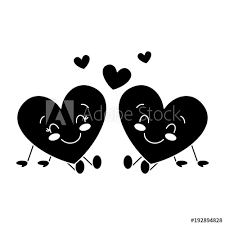Maybe you would like to learn more about one of these? Cute Hearts Couple Sitting Cartoon Love Relationship Vector Illustration Black And White Image Stock Vector Adobe Stock
