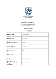 Criminal Law B 202 Study Guide - Year 2025 - Studocu