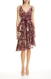 Floral Tiered Velvet Cocktail Dress In Wine Velvet Cocktail Dress Cocktail Dress Chiffon Evening Dresses