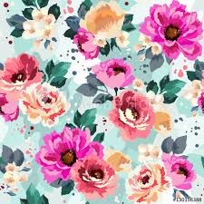 These images are 300 dpi and have transparent background for.png format & color background. Beautiful Seamless Floral Pattern With Watercolor Effect Flower Vector Illustration Wall Mural Wallpaper Muraledesign Com