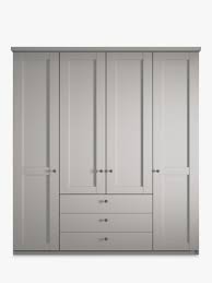 John Lewis Partners Marlow 200cm Hinged Door Wardrobe With 3 Drawers Pebble Grey In 2021 Small Built In Wardrobe Ideas Fitted Bedroom Furniture Fitted Wardrobes Bedroom