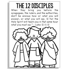 Jesus chooses twelve disciples coloring page. The 12 Disciples Bible Story Coloring Page Easy Religious Craft Activity