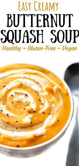 A Simple Recipe For A Creamy Vegan Butternut Squash Soup It S Easy To Make Glut Vegan Butternut Squash Soup Vegan Thanksgiving Recipes Butternut Squash Soup