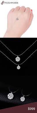 Transparent Floating Diamond Cz Invisible Necklace Floating Diamonds Single Diamond Necklace Diamond