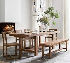 Perfect Pair Reed Extending Dining Table With Bench Chair Pottery Barn In 2020 Dining Table With Bench Extendable Dining Table Dining Table