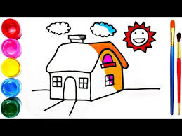 Desain rumah minimalis 1 lantai tapi dalamnya 2 lantai. How To Draw And Color House For Kids 2 Bagaimana Drawi Dan Rumah Warna Untuk Anak Váº½ Ngoi Nha Youtube Drawing House