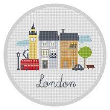 (dmc alternates for all are 744 754 3022 3031 white 3790 453 869 3052 3328 839) stitch count: London Cross Stitch Pattern Modern Cross Stitch Pattern Big Etsy Cross Stitch Patterns Cross Stitch Modern Cross Stitch