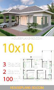 Interior House Design Plans 10x10 With 3 Bedrooms Full Plans House Plans 3d In 2020 Bungalow House Plans House Roof Simple House Design
