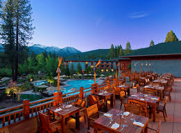 Hyatt Lake Tahoe S 3 Meal Restaurant Patio The Wooden Chairs And Tables Are Beautiful Tahoe Hotels Lake Tahoe Hotels Lake Tahoe Resorts