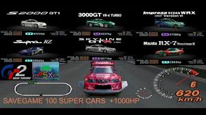 This game requires a code breaker ps2 v7.0 or higher! Gran Turismo 2 Save Game 100 Super Cars 1000hp Cheat Epsxe Youtube