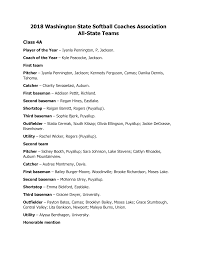 2018 Washington State Softball Coaches Association All-State Teams