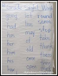 First Grade Anchor Chart Of Sight Words From Word Wall