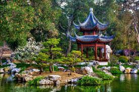 Brown And Blue Wooden Gazebo Trees Pond Park Ca Gazebo Japanese Garden California San Marino San Marino Japanese Garden Wooden Gazebo Roof Garden Design