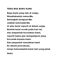 Tetapi bebaskanlah kami dari yang jahat. Teks Doa Bapa Kami