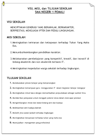Pendidikan karakter merupakan kewajiban dari negara atau pemerintah, seperti yang tercantum dalam uu no. Visi Misi Dan Tujuan Sekolah