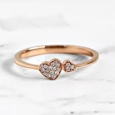 Diamond Heart Ring Simple Love Ring Solid 14k 18k Gold Etsy In 2020 Diamond Heart Ring Rose Gold Promise Ring Heart Engagement Rings