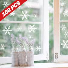 Lamantt Schneeflocken Fensterbilder 108 Schneeflocken Aufkleber Weihnachtsdeko Für Fenster Statisch Haftende Pvc Fensteraufkleber Weihnachten Für