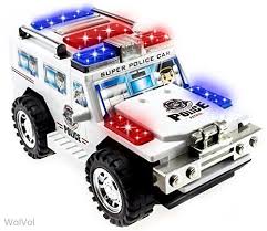 amazon com wolvol electric police car toy with lights and sirens goes around and changes directions on contact bat police cars police toys lights and sirens