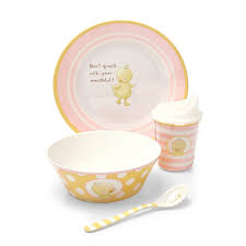 Bunnies By The Bay Don T Quack 4 Piece Melamine Dish Set Melamine Dishes Dish Sets Personalized Baby Gifts