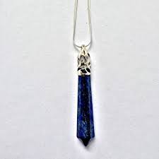 Lazurite Necklace Dark Blue Large Gemstone Necklace Pointed Gemstone Hexagonal Pendant Reiki Hea Large Crystals Lazurite Necklace Crystal Necklace Pendant
