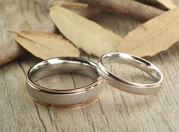 Handmade Rose Gold Matte Matching Wedding Bands Couple Rings Etsy Titanium Ring Set Anniversary Ring Set Couples Ring Set