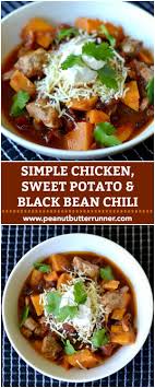 Simple Chicken Sweet Potato And Black Bean Chili Recipe No Bean Chili Black Bean Chili Sweet Potato Black Beans