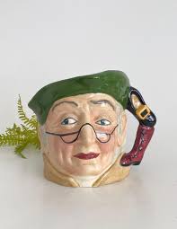 Vintage Staffordshire Character Mug, Hand Painted Toby Shoemaker  Collectible, Novelty English Pottery