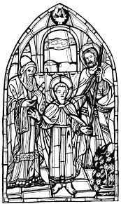Color The Bible Saint Joseph And Jesus In The Temple Stained Glass Free Printable Coloring Page Medieval Stained Glass Coloring Pages Jesus In The Temple