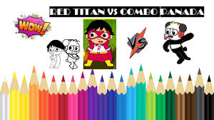 Place the ryan figure inside the red titan control center and pretend he is piloting red titan. Coloring Ryan S World Red Titan Vs Combo Panda Coloring Page Color Pencils Coloring Stars Youtube