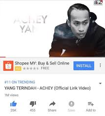Setia dijiwaku setia dihatiku kaulah yang terindah. Lagu Nyanyian Achey Cecah Sejuta Tontonan Di Youtube Prebiu Com