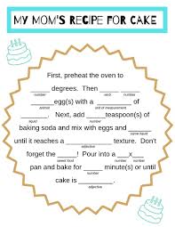 My Mom S Recipe For Cake Mad Libs Recipe For Mom Kids Mad Libs