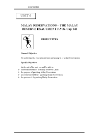 2) perlis mre 1353h 3) mre of kedah 1931 4) johor mre 1936 5) mre of trengganu 1941 6) kelantan mre 1930. Unit 6 Malay Reservations The Malay Reserve Enactment F M S Cap 142 Malaysia Government Information