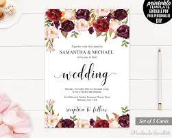 Burgundy Wedding Invitation Wedding Invitation Template Printable Wedding Invitation Wedding Invitation Templates Fun Wedding Invitations Wedding Invitations