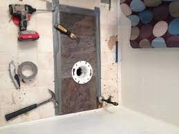 Fill seams in the subfloor with caulk. Bathroom Toilet Subfloor Repair New Glueless Flooring Payne Ohio Jeremykrill Com