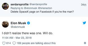 The tesla ceo sent out a tweet about microsoft founder bill gates around 3 a.m. Elon Musk Has Removed Tesla And Spacex S Facebook Pages After Twitter Challenge The Verge