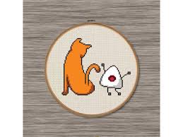Kyo And Rice Ball Pdf Cross Stitch Pattern Inspired By Etsy Disney Cross Stitch Cross Stitch Cross Stitch Patterns