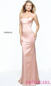 Long Straight Neck Open Back Prom Dress At Promgirl Com Sherri Hill Prom Dresses Satin Prom Dress Sherri Hill Dresses
